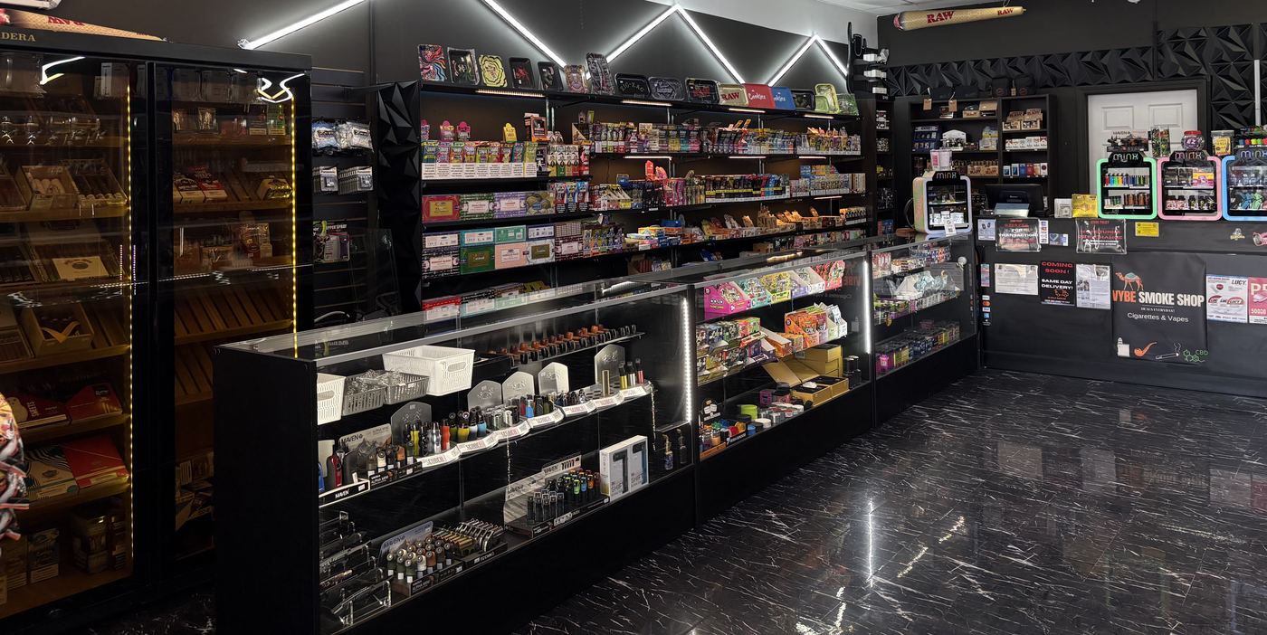 Vybe Smoke Shop product wall